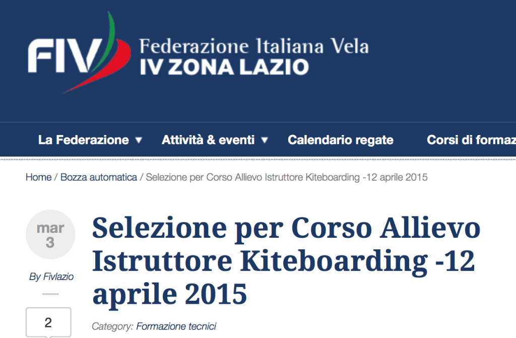 Corso Allievo istruttore 1 Livello Kiteboarding